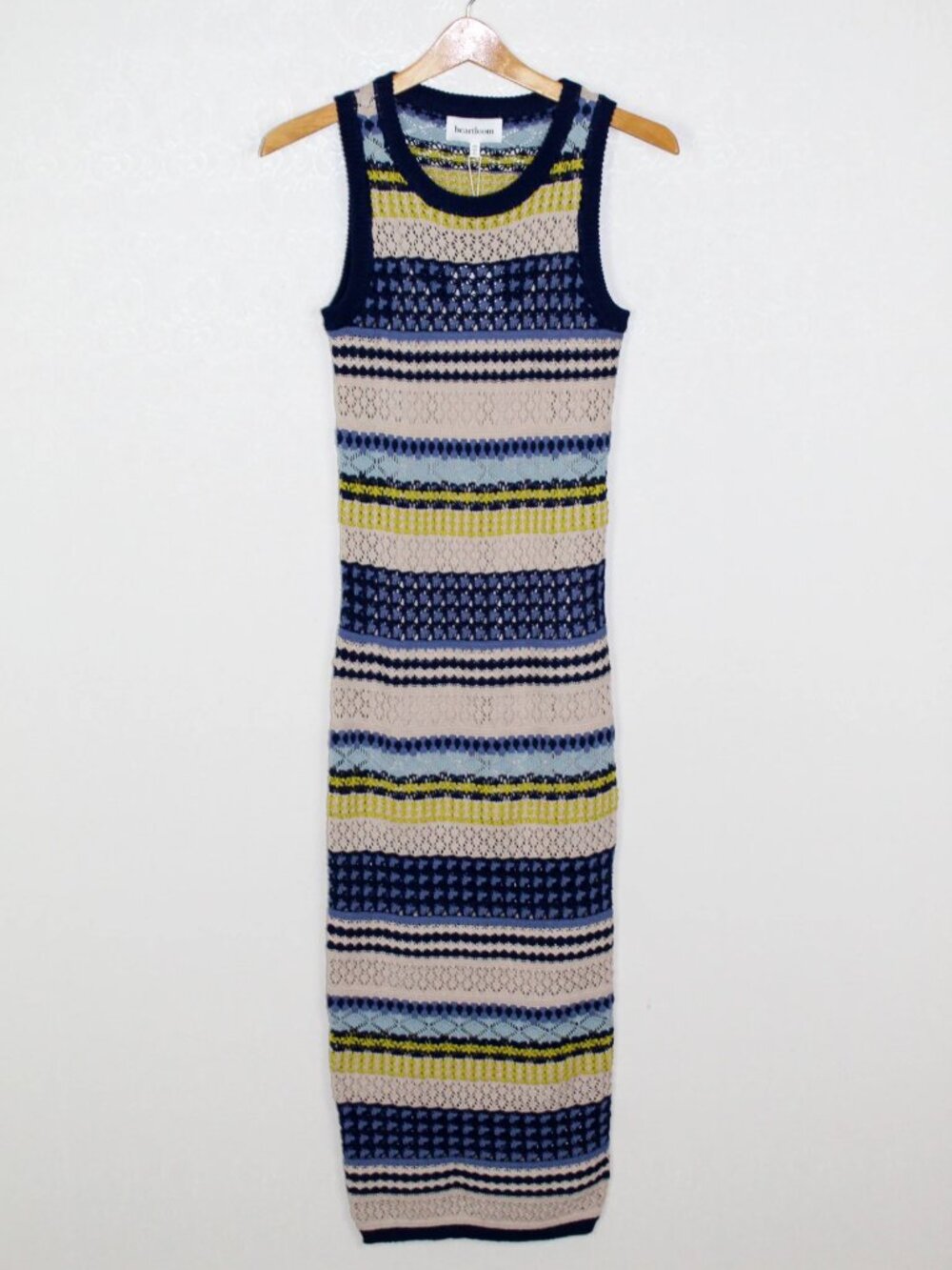 Heartloom Gimlet Crochet Midi Dress | Marina Stripe | Size XS | Pointelle Knit